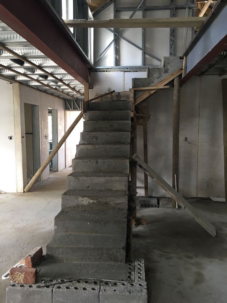 Installing the precast staircase from ground floor to first floor