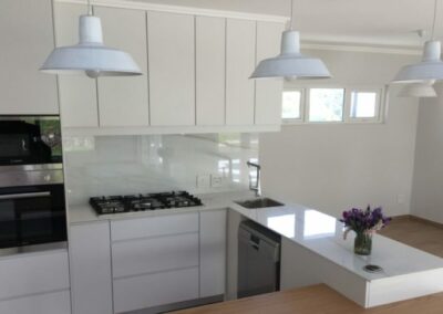 Breakfast nook and kitchen at eco house