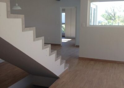 The staircase at eco house before the glass balustrade